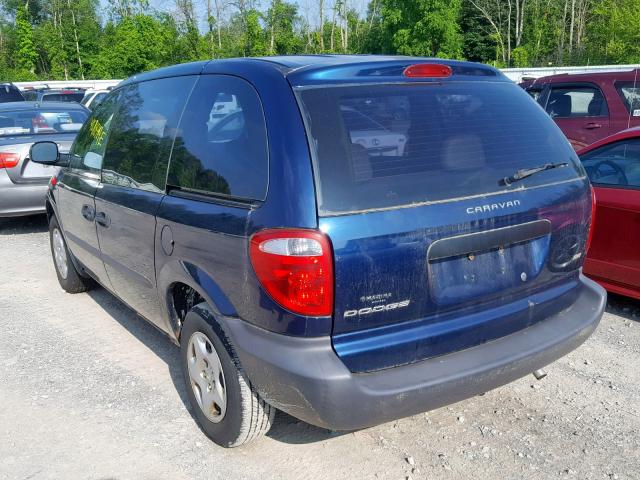 1D4GP25323B140443 - 2003 DODGE CARAVAN SE BLUE photo 3