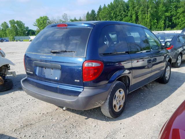 1D4GP25323B140443 - 2003 DODGE CARAVAN SE BLUE photo 4