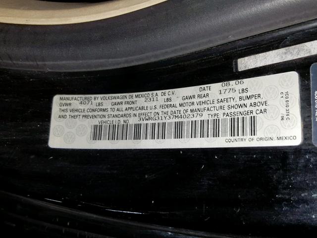 3VWRG31Y37M402379 - 2007 VOLKSWAGEN NEW BEETLE შავი ფოტო 10