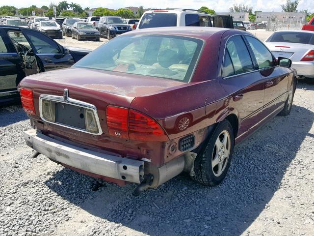 1LNHM86S6YY921212 - 2000 LINCOLN LS წითელი ფოტო 4