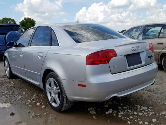 WAUAF78E28A049716 - 2008 AUDI A4 2.0T SILVER photo 3