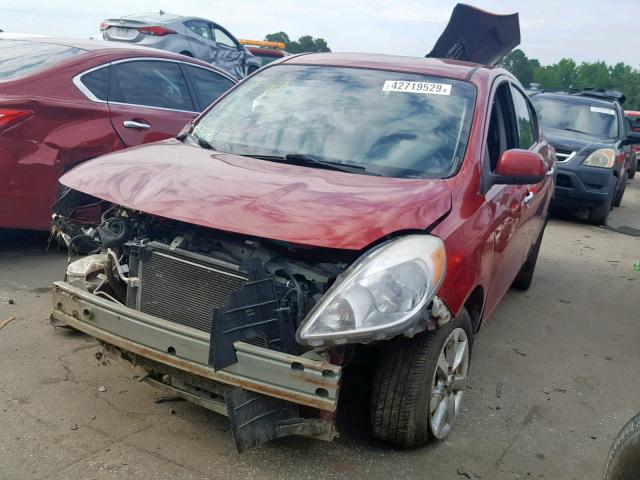 3N1CN7AP2EL812514 - 2014 NISSAN VERSA S/S RED photo 2