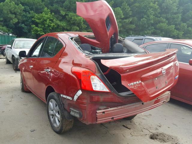 3N1CN7AP2EL812514 - 2014 NISSAN VERSA S/S RED photo 3