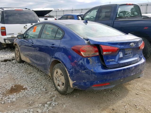 3KPFL4A78HE095107 - 2017 KIA FORTE LX BLUE photo 3