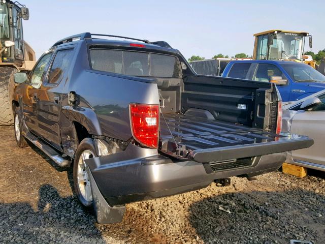 5FPYK1F52BB005959 - 2011 HONDA RIDGELINE GRAY photo 3