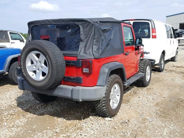 1J4FA24127L229420 - 2007 JEEP WRANGLER X RED photo 4