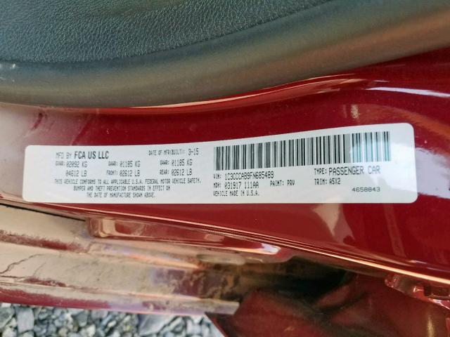 1C3CCCAB9FN685489 - 2015 CHRYSLER 200 LIMITE BURGUNDY photo 10