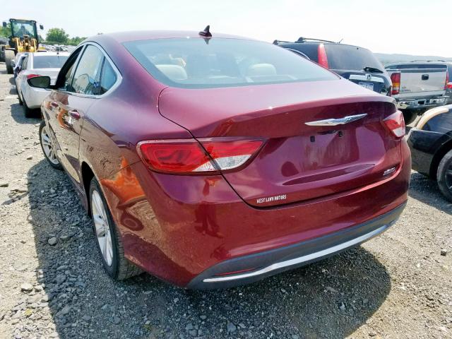 1C3CCCAB9FN685489 - 2015 CHRYSLER 200 LIMITE BURGUNDY photo 3