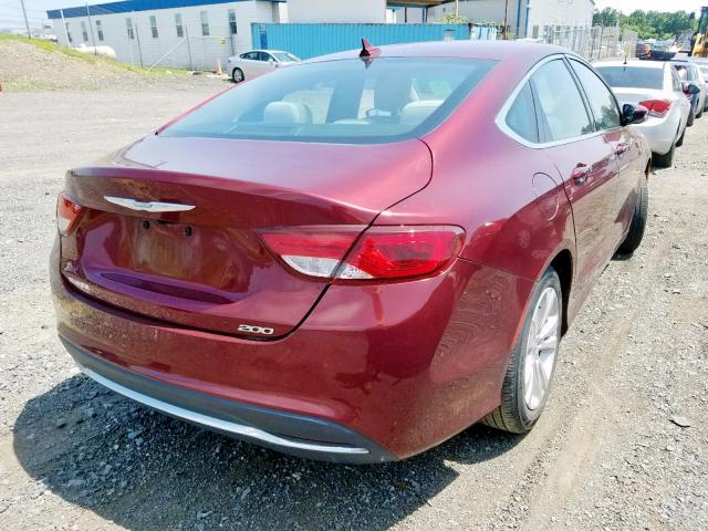 1C3CCCAB9FN685489 - 2015 CHRYSLER 200 LIMITE BURGUNDY photo 4