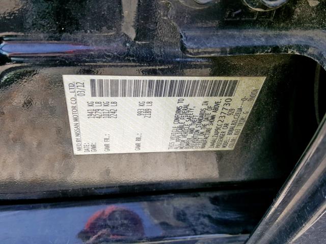 1N4AL2AP9CC237730 - 2012 NISSAN ALTIMA BAS BLACK photo 10