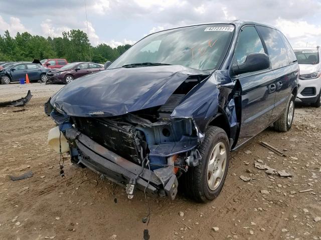 1D4GP25B43B331918 - 2003 DODGE CARAVAN SE BLUE photo 2