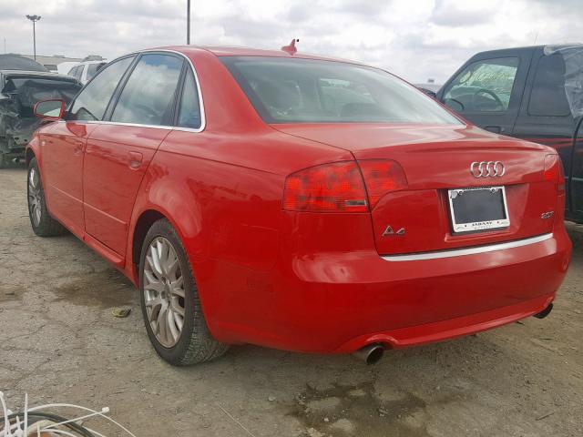 WAUAF78E68A146398 - 2008 AUDI A4 2.0T RED photo 3