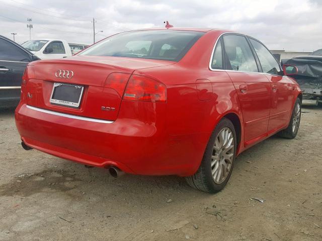 WAUAF78E68A146398 - 2008 AUDI A4 2.0T RED photo 4