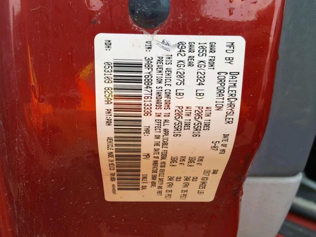 3A8FY68B47T613336 - 2007 CHRYSLER PT CRUISER RED photo 10