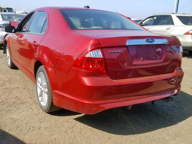3FAHP0JA5BR288306 - 2011 FORD FUSION SEL RED photo 3