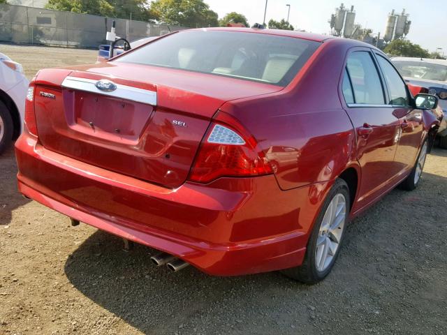 3FAHP0JA5BR288306 - 2011 FORD FUSION SEL RED photo 4