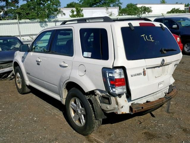 4M2CU29359KJ18096 - 2009 MERCURY MARINER HY WHITE photo 3