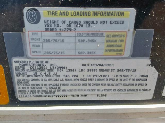 5HABE1216BN009995 - 2011 UTILITY TRAILER Qara foto 10