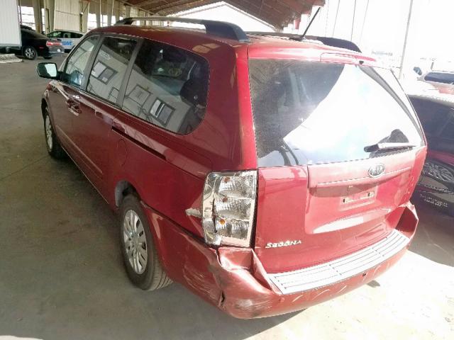 KNDMG4C78C6502043 - 2012 KIA SEDONA LX RED photo 3