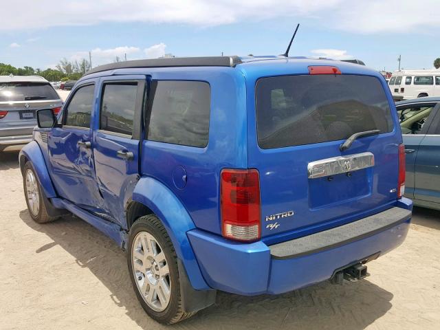 1D8GT58688W101244 - 2008 DODGE NITRO R/T BLUE photo 3