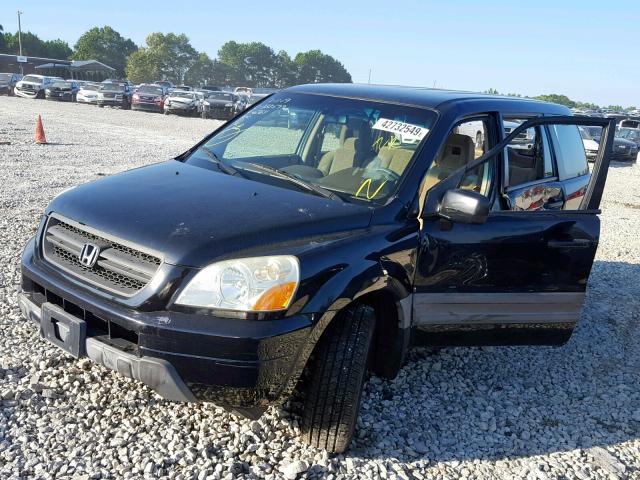 2HKYF18134H556364 - 2004 HONDA PILOT LX BLACK photo 2