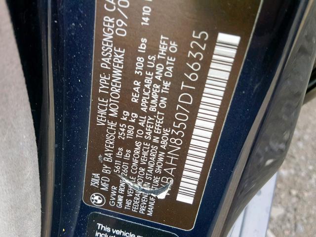 WBAHN83507DT66325 - 2007 BMW 750 BLUE photo 10