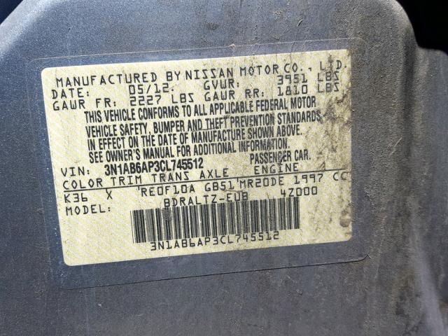 3N1AB6AP3CL745512 - 2012 NISSAN SENTRA 2.0 SILVER photo 10