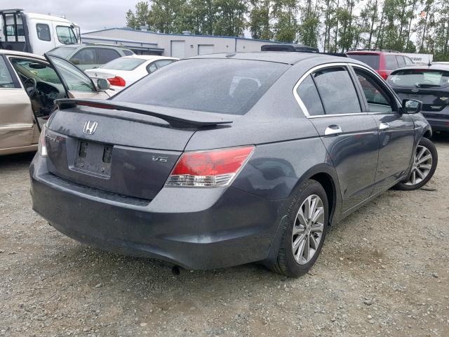 1HGCP36818A009188 - 2008 HONDA ACCORD EXL GRAY photo 4