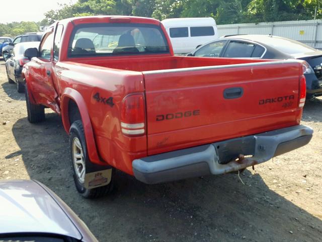 1D7HG12X33S204417 - 2003 DODGE DAKOTA SXT RED photo 3