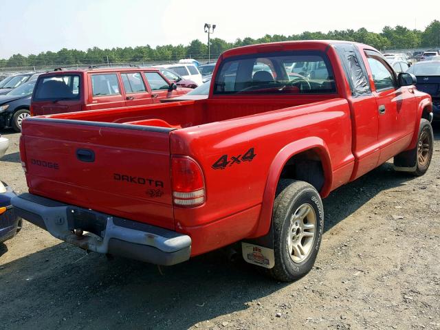 1D7HG12X33S204417 - 2003 DODGE DAKOTA SXT RED photo 4