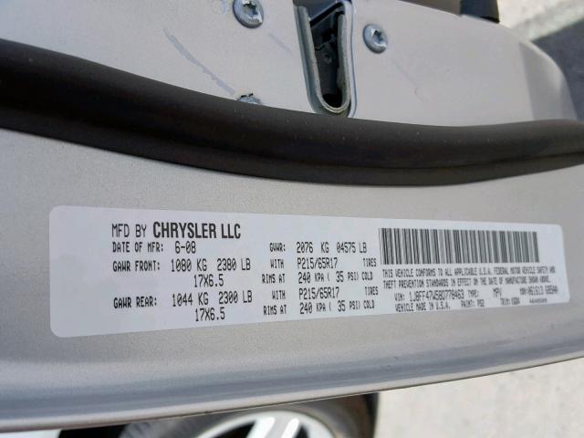 1J8FF47W58D778463 - 2008 JEEP COMPASS SP ვერცხლისფერი ფოტო 10