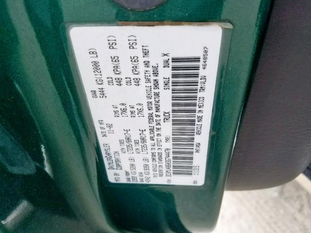 3D3MU48603G744470 - 2003 DODGE RAM 3500 S GREEN photo 10