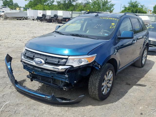 2FMDK3JC9BBA47028 - 2011 FORD EDGE SEL BLUE photo 2