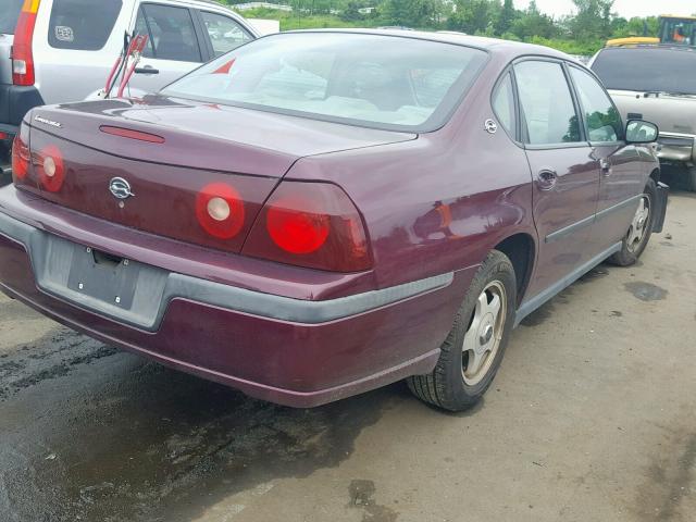 2G1WF52E439130607 - 2003 CHEVROLET IMPALA RED photo 4