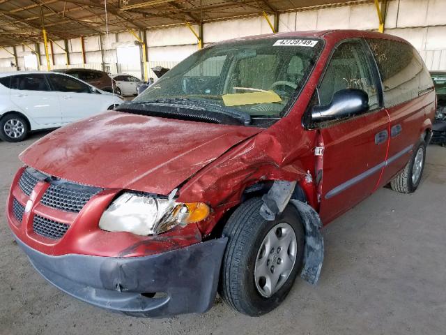 1D4GP25B13B227578 - 2003 DODGE CARAVAN SE RED photo 2