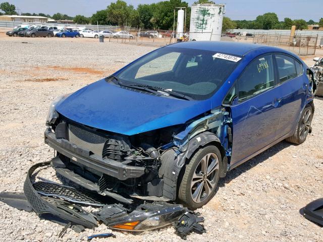 KNAFX4A89F5320086 - 2015 KIA FORTE EX BLUE photo 2