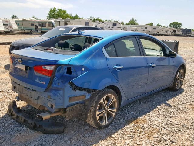 KNAFX4A89F5320086 - 2015 KIA FORTE EX BLUE photo 4