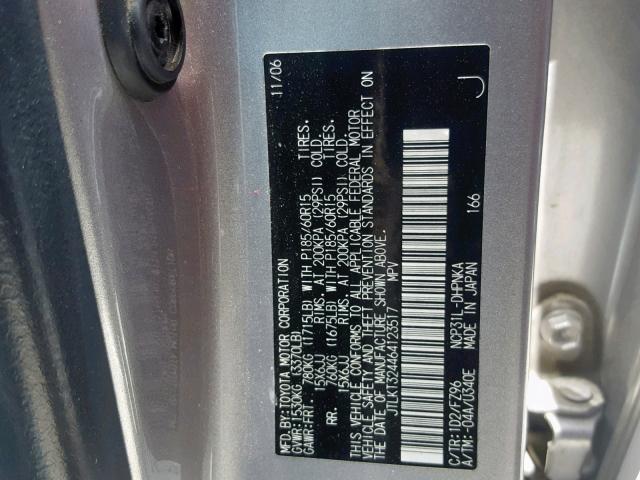 JTLKT324464123517 - 2006 TOYOTA SCION XB 灰色 照片 10