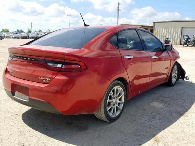 1C3CDFCBXED768123 - 2014 DODGE DART LIMIT RED photo 4