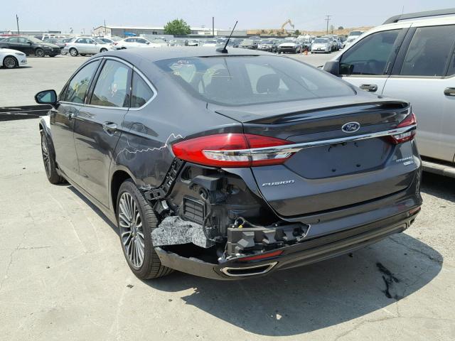 3FA6P0D92JR205907 - 2018 FORD FUSION TIT GRAY photo 3