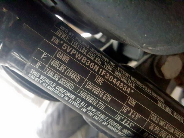 5VPWB36N1F3044834 - 2015 VICTORY MOTORCYCLES HIGH-BALL შავი ფოტო 10