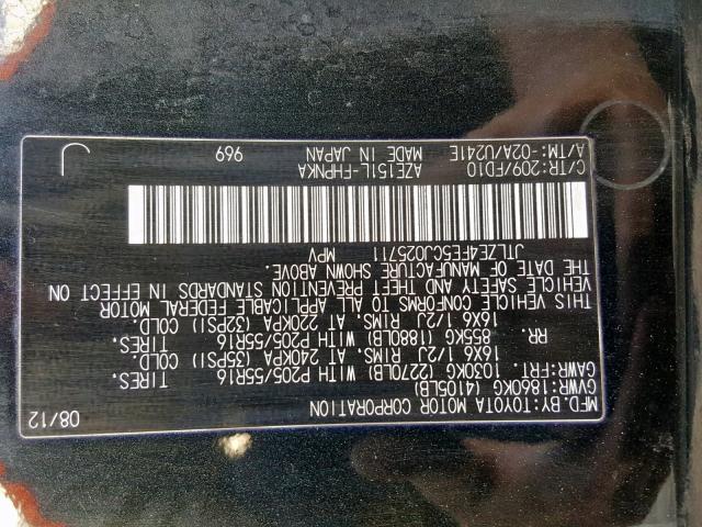 JTLZE4FE5CJ025711 - 2012 TOYOTA SCION XB 黑色 照片 10