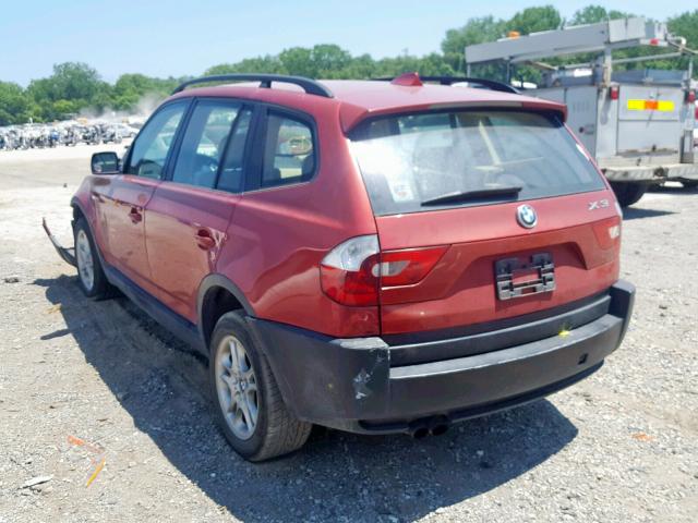 WBXPA73475WC45536 - 2005 BMW X3 2.5I MAROON photo 3