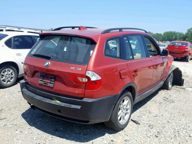 WBXPA73475WC45536 - 2005 BMW X3 2.5I MAROON photo 4