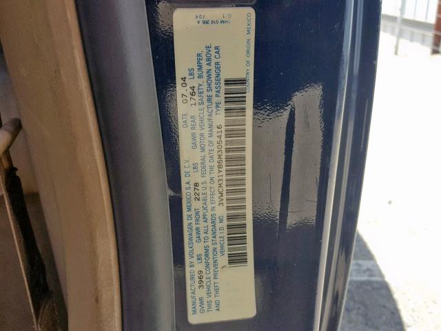 3VWCM31Y85M305416 - 2005 VOLKSWAGEN NEW BEETLE Mavi foto 10