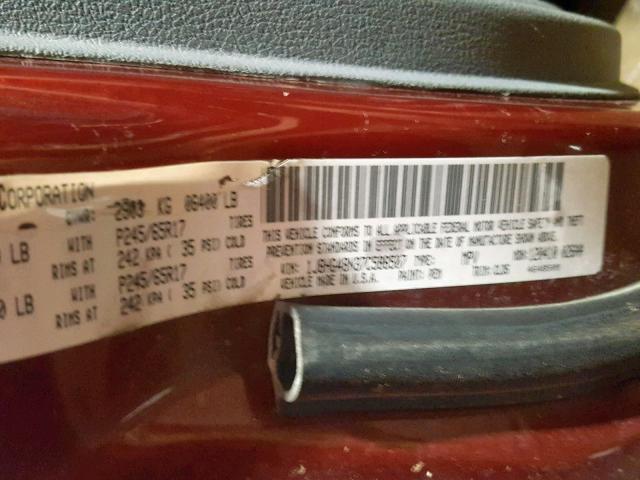 1J8HG48N37C586507 - 2007 JEEP COMMANDER MAROON photo 10