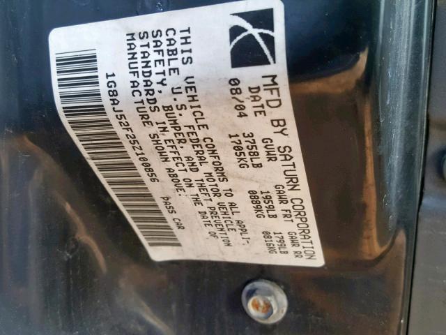 1G8AJ52F25Z100856 - 2005 SATURN ION LEVEL GRAY photo 10