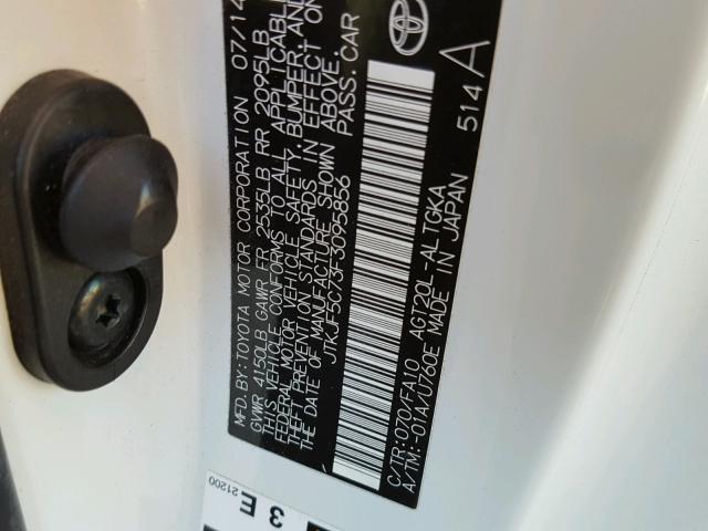 JTKJF5C73F3095856 - 2015 TOYOTA SCION TC 白色 照片 10