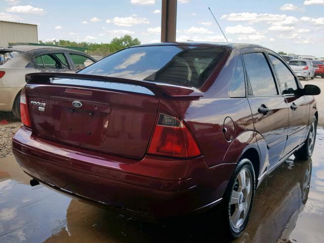 1FAHP34N27W278983 - 2007 FORD FOCUS ZX4 MAROON photo 4