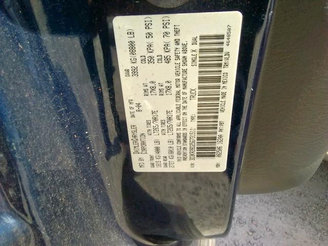 3D3KR28D25G731511 - 2005 DODGE RAM 2500 S ლურჯი ფოტო 10